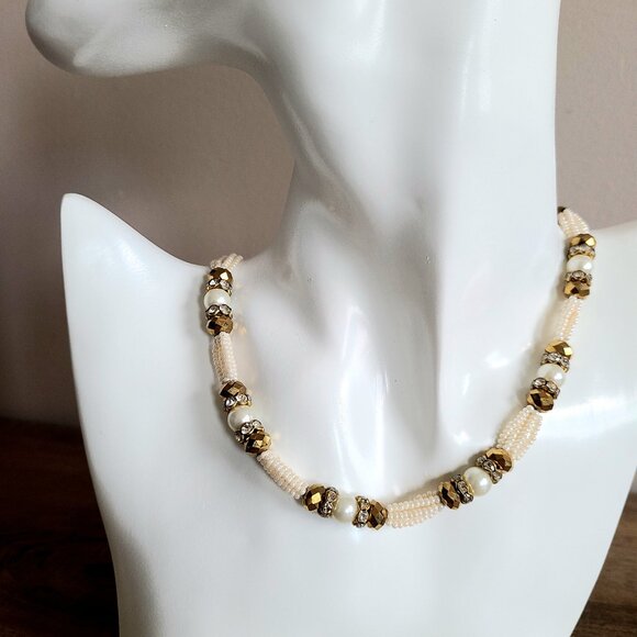 Vintage 1950s necklace/choker with seed pearls. - Picture 2 of 9